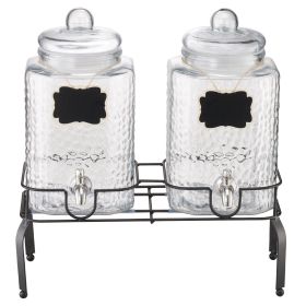 VEVOR Beverage Dispenser, 2 Pack 1.5 Gallon Drink Dispensers for Parties, Glass Juice Dispenser with Metal Stand, Stainless Steel Spigot