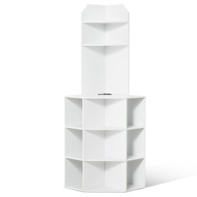 VEVOR 64" Tall Corner Storage Cabinet, 6 Tiers Wooden Storage Cabinet with USB Ports and Outlets & Adjustable Shelves