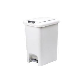 6.5L Slim Step & Push Trash Can - Dual Opening, Smooth Matte Finish, Durable Plastic (9.5"x7"x11.5") - White