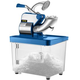 VEVO 110V Commercial Electric Ice Shaver 440lbs/h, Snow Cone Machine with Dual Blades, Stainless Steel Shaved Ice Machine for School, Church